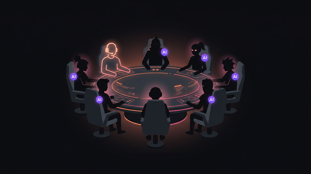 AI characters filling every empty seat at the game table